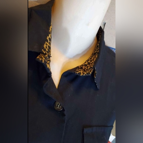 Vintage 70s80s Studio I Black Longsleeved Flowy Rayon Shirt Dress Midi Sz 6 - Picture 6 of 7